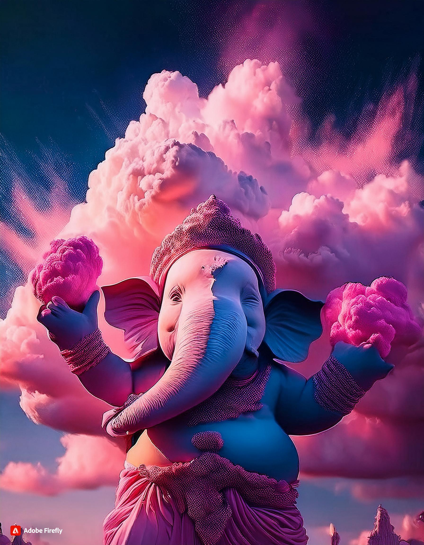 Firefly hug ganpati idol giving blessing powder color in the air 27809 (1) 1